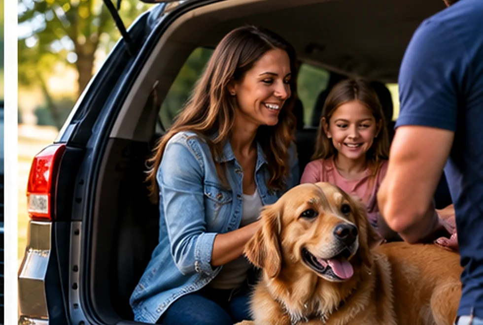 Family getting their vehicle ready for a trip