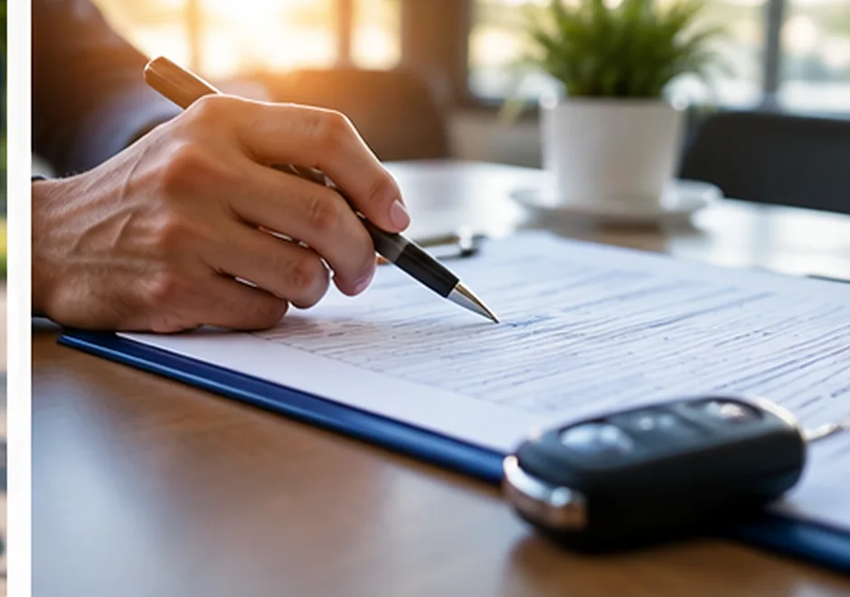 Insurance quote documents being reviewed beside car keys