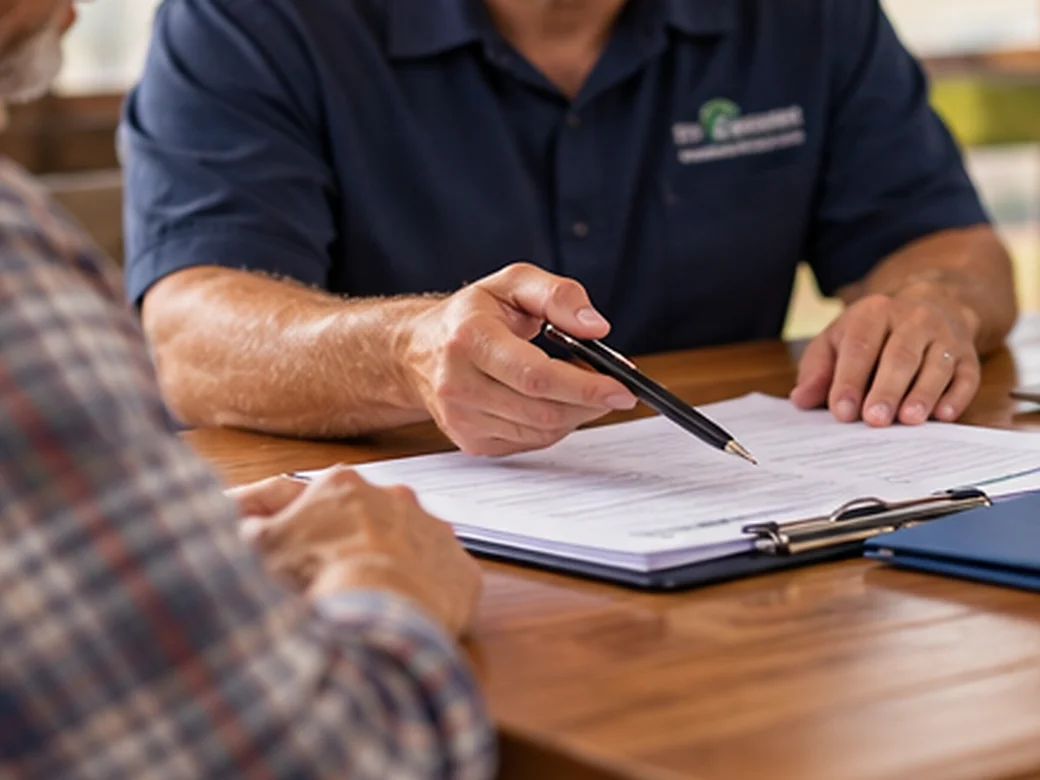 Farm insurance paperwork being reviewed during a policy consultation